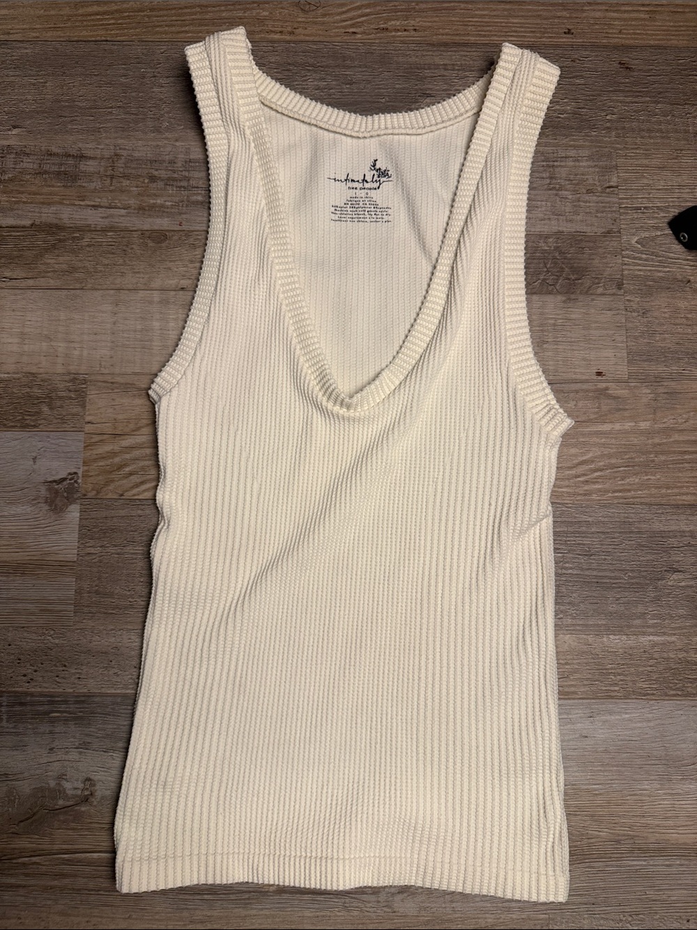 Intimately Free People Cream Ribbed Scoop Tank
